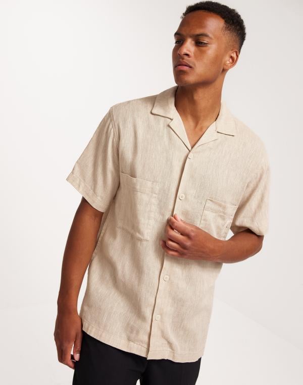 Jack & Jones Jprcccairo Linen Resort Shirt S/S Kortärmade skjortor Beige 