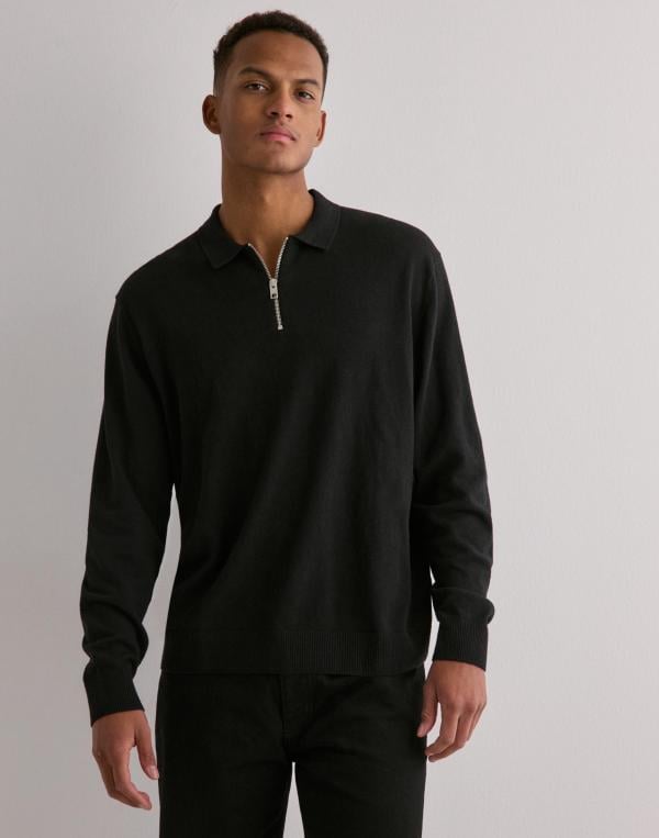 Jack & Jones Jjeemil Knit Polo Half Zip Ls Noos Half zip Svart 