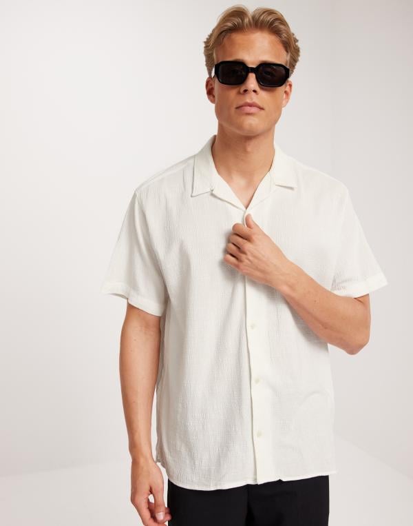 Jack & Jones Jorluke Crinkle Resort Shirt Ss Sn Kortärmade skjortor Vit 