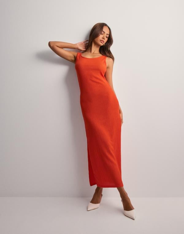 Pieces - Orange - Pcluna Sl Maxi Dress Sa Bc 