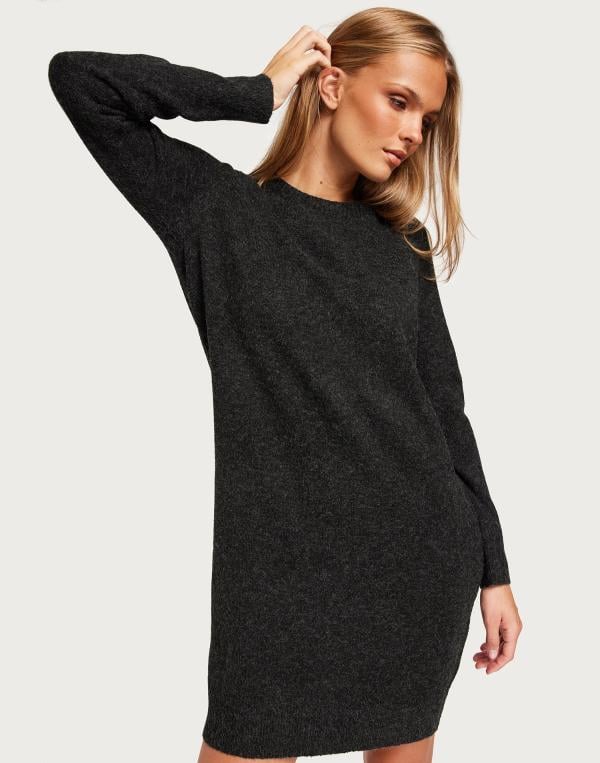 Vero Moda - Svart - Vmdoffy Ls O-Neck Dress Ga Noos 