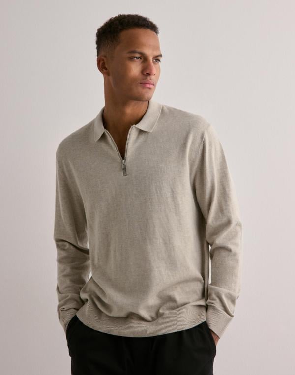 Jack & Jones Jjeemil Knit Polo Half Zip Ls Noos Half zip Beige 