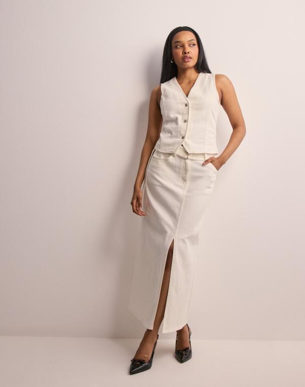 Selected Femme - Vit - Slflexia Mw White Denim Column Skir 