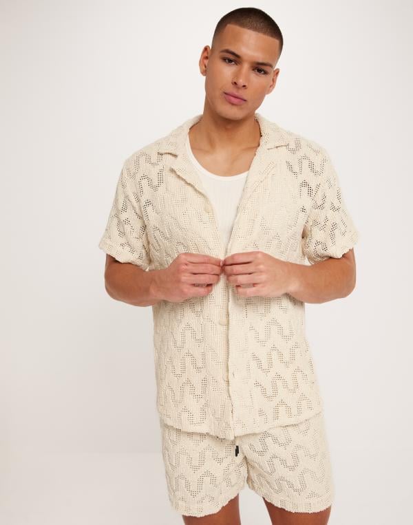 OAS Cuba Crochet Shirt Kortärmade skjortor Beige 