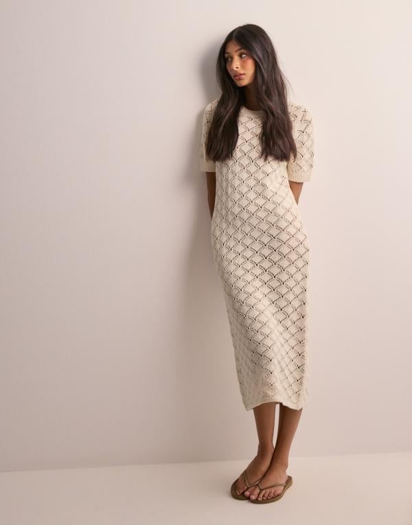 Selected Femme - Beige - Slfvinna Ss Long Knit Dress 