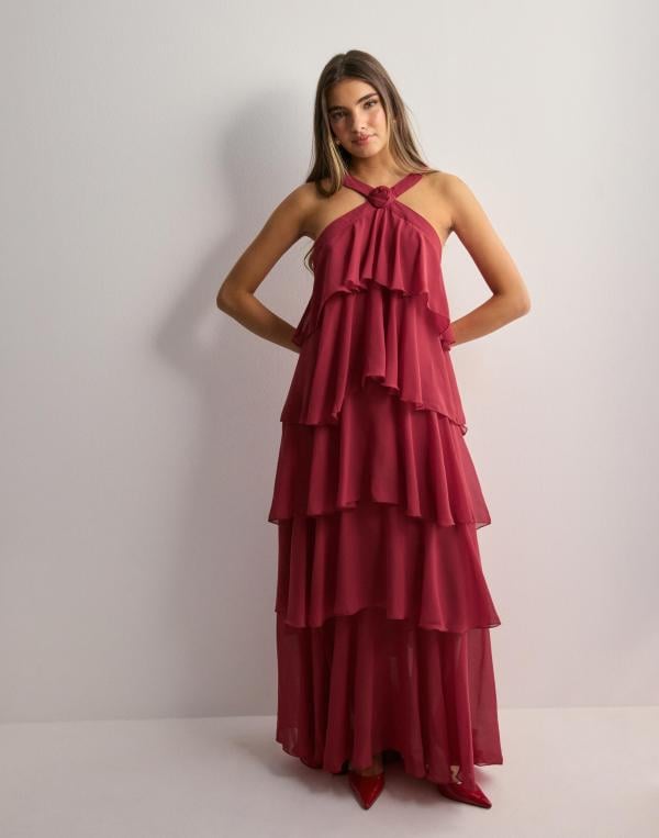 Vero Moda - Röd - Vmfelicia Sl Ruffle Maxi Dress 