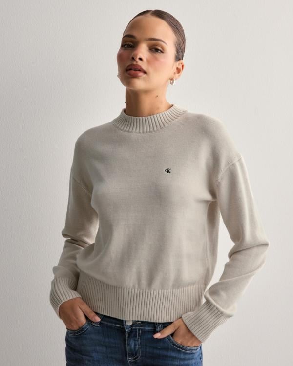 Calvin Klein Jeans - Beige - Monogram Embro Crewneck Sweater 