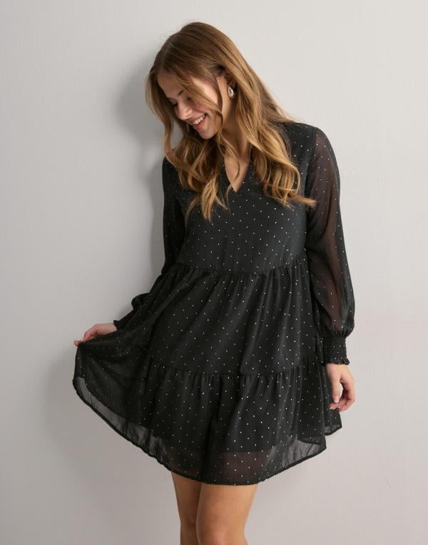 JDY - Svart - Jdyglam L/S Dress Wvn 