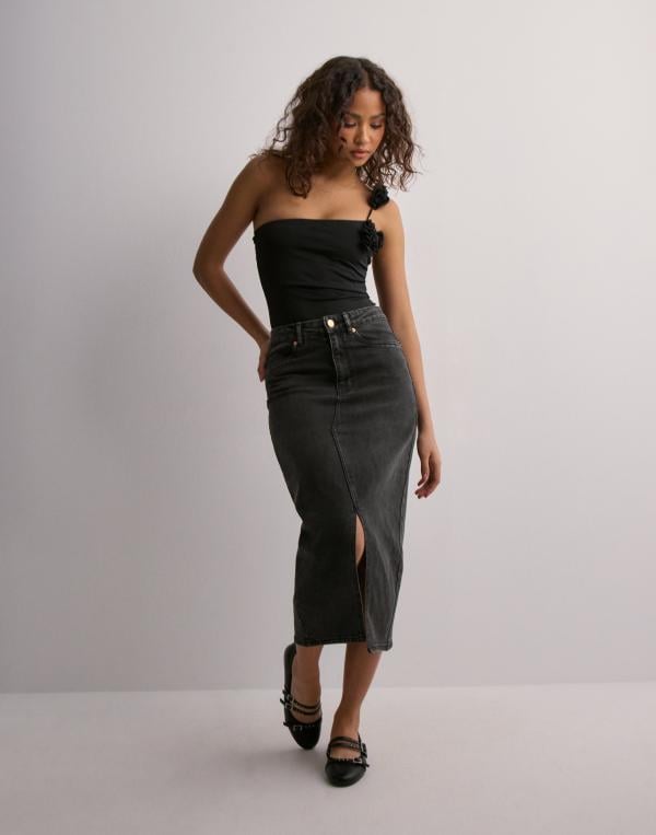 Vero Moda - Svart - Vmveri Hr Calf Denim Skirt Ga Mix N 