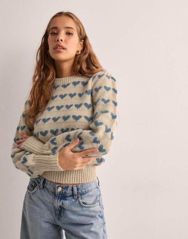 JDY - Multi/Mönstrad - Jdysigrid Life L/S Oneck Puffdot Pu 