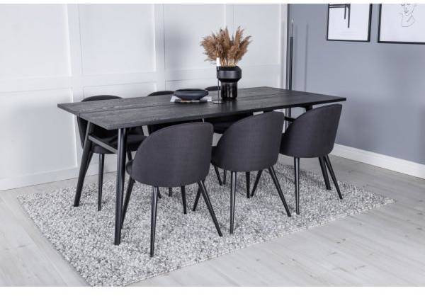 Sleek matgrupp med 6 st Velvet stolar - Svart 