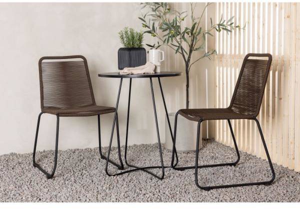 Bacong caféset med 2 st Lindos stolar - Svart 