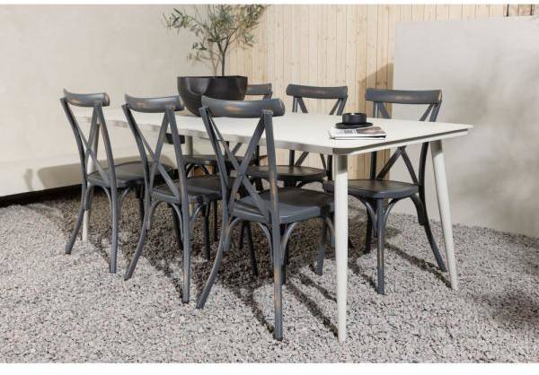 Lina utematgrupp med 6 st Tablas stolar - Beige/Svart 