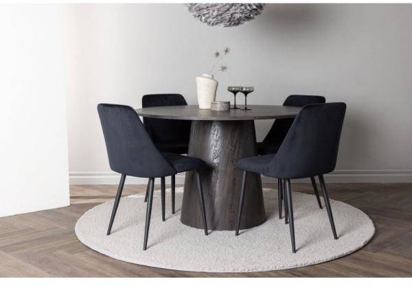 Lanzo matgrupp med 4 st Night stolar - Mocca/Svart 