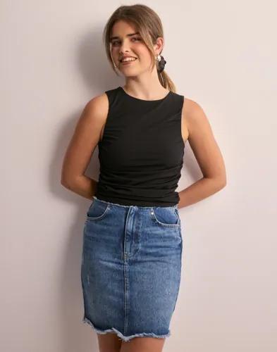 Only - Blå - Onlviola Hw no Waistband Dnm Skirt 