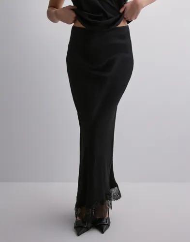 Neo Noir - Svart - Veroni Satin Lace Skirt 