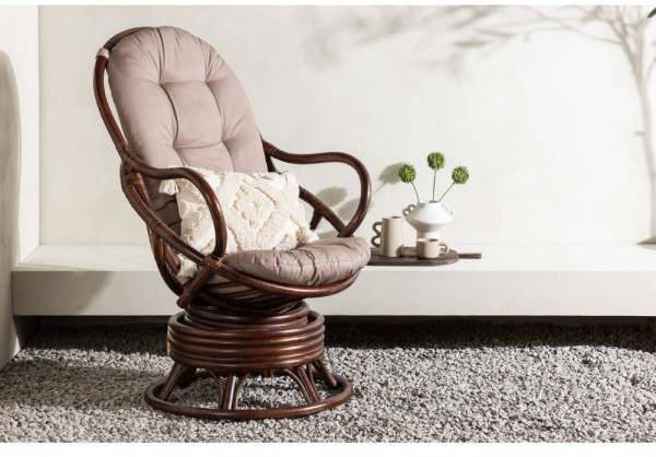 Swing loungefåtölj - Valnöt/beige 
