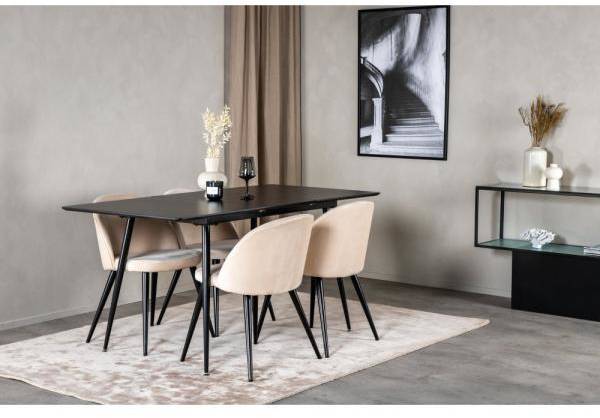 Silar matgrupp med 4 st Velvet stolar - Svart/Beige 