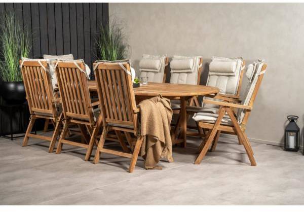 Kenya utematgrupp med 8 st stolar - Teak 