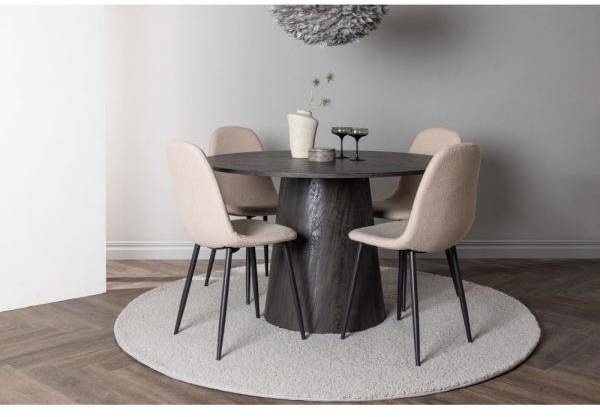 Lanzo matgrupp med 4 st Polar stolar - Mocca/Beige 