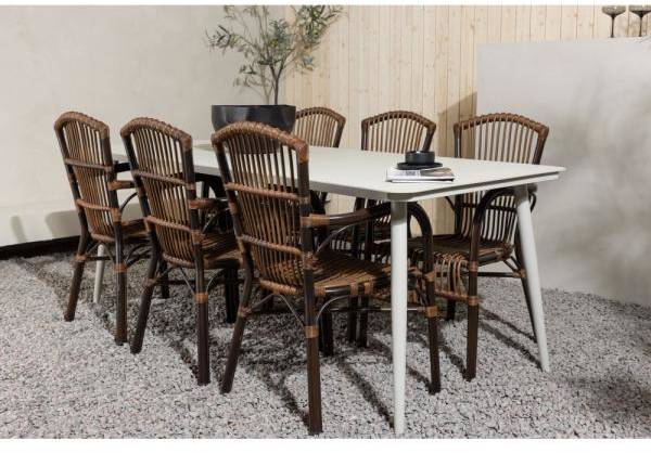 Lina utematgrupp med 6 st Galera stolar - Beige/Brun 