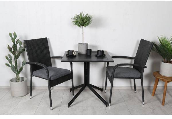 Way caféset med 2st Anna stolar - Svart 