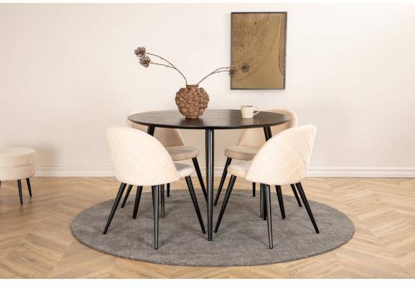 Dipp matgrupp med 4 st Velvet stolar - Svart/Beige 