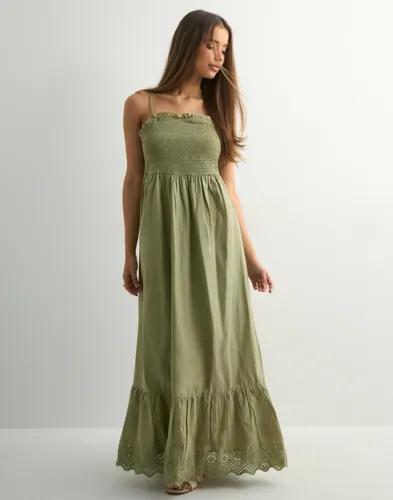 Only - Grön - Onllou Life Emb Smock Ankel Dress P 