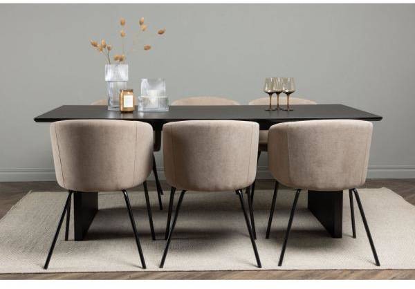 Vail matgrupp med 6 st Berit stolar - Svart/Beige 