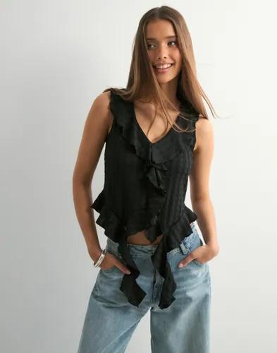 Vero Moda - Svart - Vmida Sl Frill Top Jrs Ga 