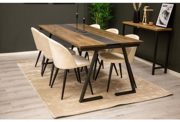 Jakarta matgrupp med 6 st Velvet stolar - Svart/Beige 