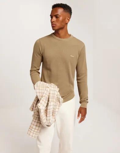 Gant Cotton Pique C-Neck Stickade Tröjor Beige (Övriga Skjortor i kategorin Skjortor)