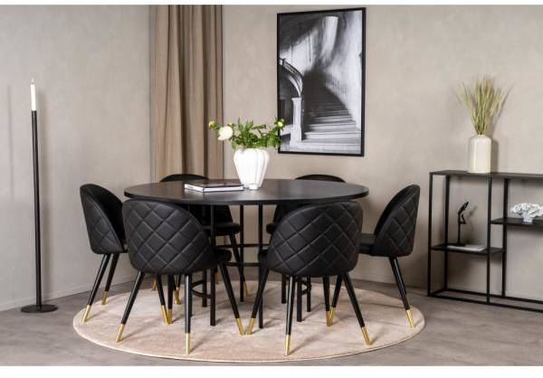 Copenhagen matgrupp med 6 st Velvet stolar - Svart 