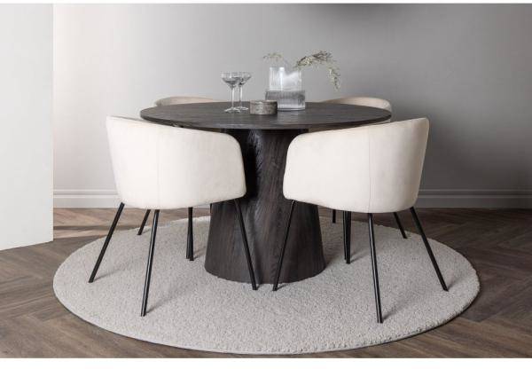 Lanzo matgrupp med 4 st Berit stolar - Mocka/Beige 