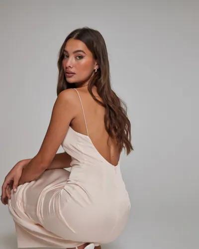 Nelly - Beige - Clean Satin Dress (Övriga Klänningar i kategorin Klänningar)