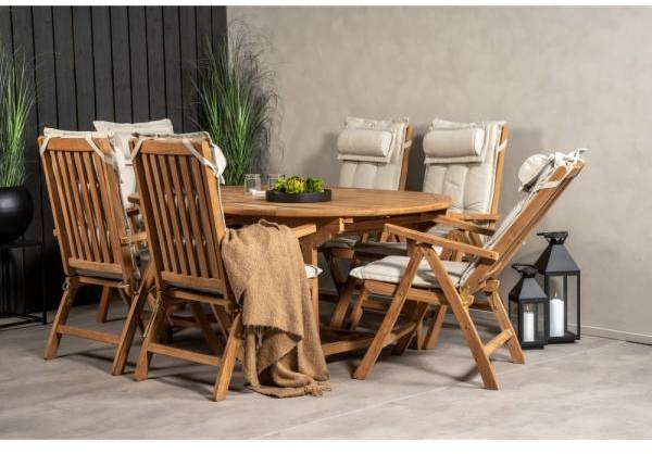 Kenya utematgrupp med 6st stolar - Teak 