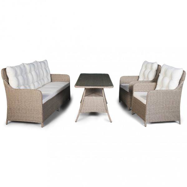 Loungegrupp Rögrund - Beige konstrotting 