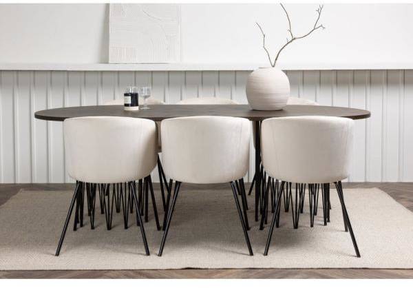 Stone matgrupp med 6 st Berit stolar - Svart/Mocca/Beige 