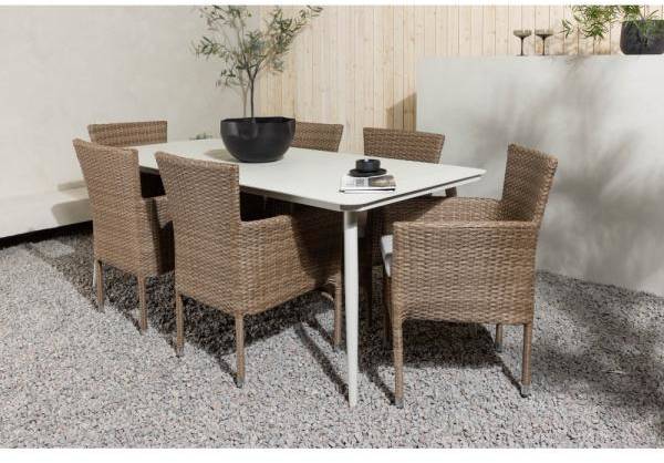 Lina utematgrupp med 6 st Malina stolar - Beige/Natur 