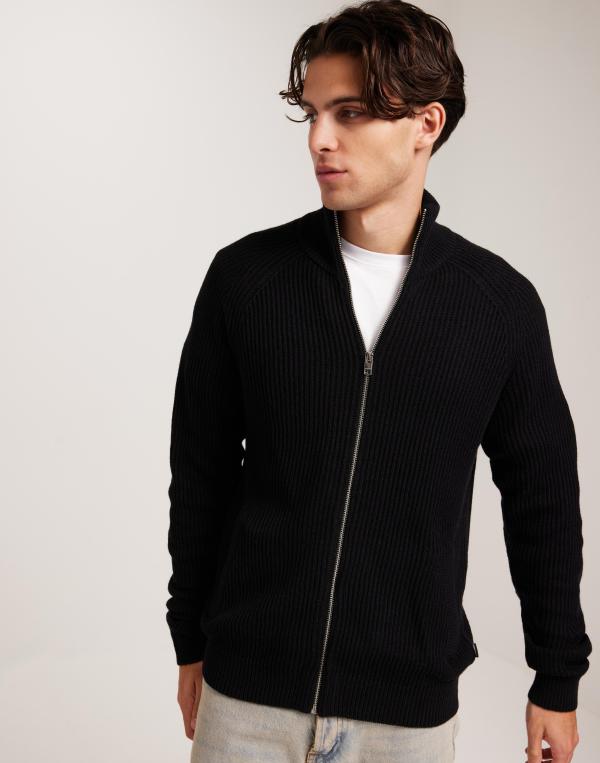 Jack & Jones Jjpannel Knit Zip Cardigan AW24 Tröjor med dragkedja Svart 