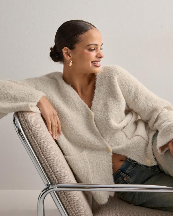 Pieces - Beige - Pcnori Ls V-Neck Knit Cardigan Bc 