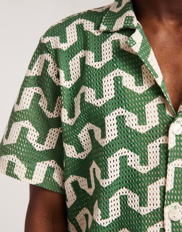OAS Cuba Net Shirt Kortärmade skjortor Beige 