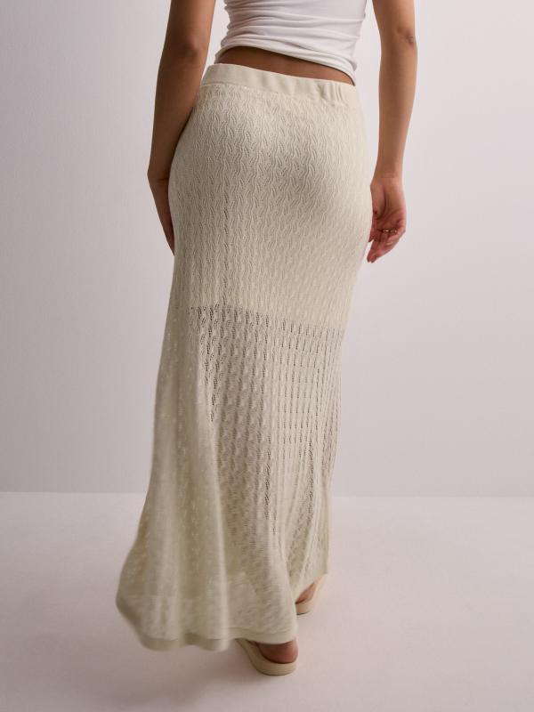 Selected Femme - Beige - Slfagny Hw Long Knit Skirt 