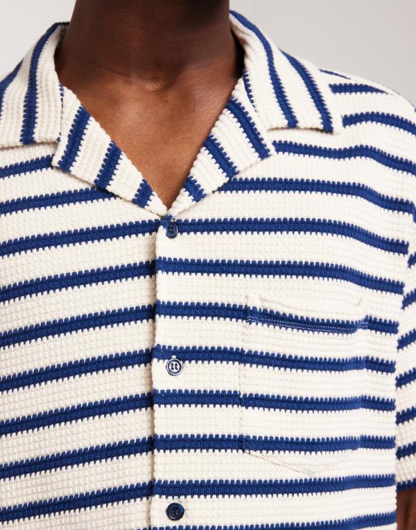J Lindeberg Tiro Resort Stripe Shirt Kortärmade skjortor Blå 