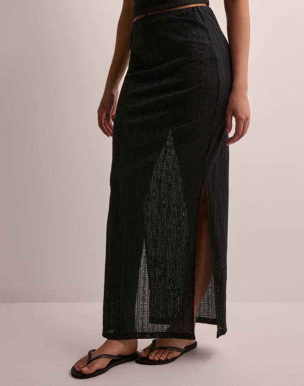 Pieces - Svart - Pcafie Hw Lace Midi Skirt Sww 