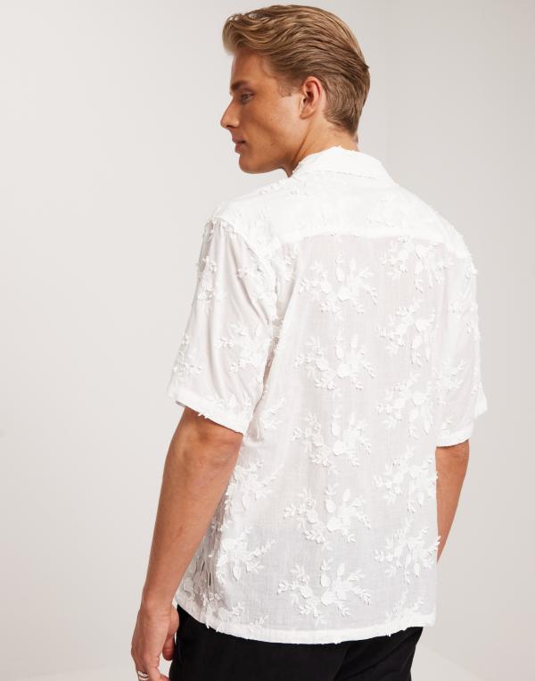 Woodbird WBBanks Flower Shirt Kortärmade skjortor Vit 