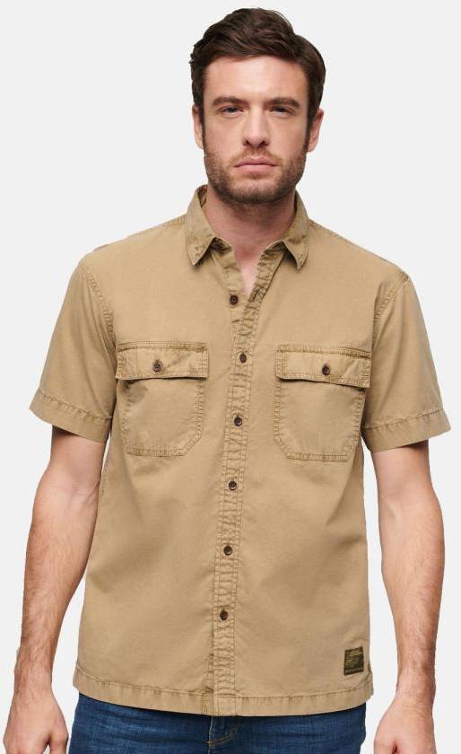 Military S/S Shirt, Canyon Sand Brown, L,  Kortärmade Skjortor 