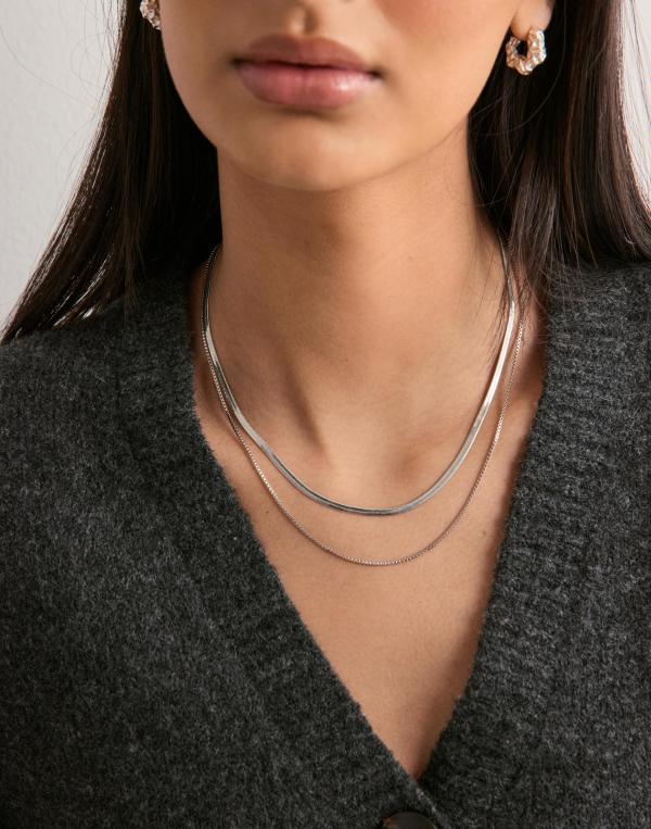 Pieces - Silver - Pcbina 2-Pack Necklace Noos 