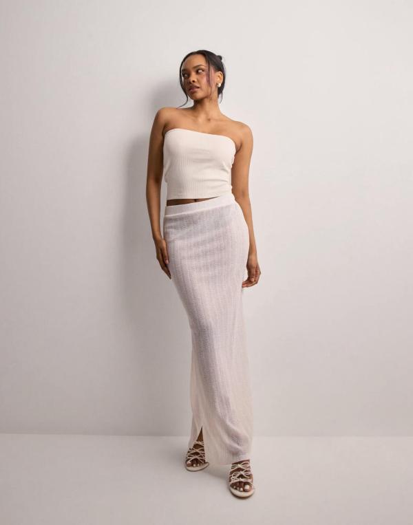 Pieces - Vit - Pcafie Hw Lace Midi Skirt Sww 