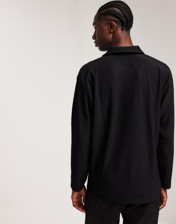 Selected Homme Slhrelax-Plisse Ls Shirt Ex Vardagsskjortor Svart 